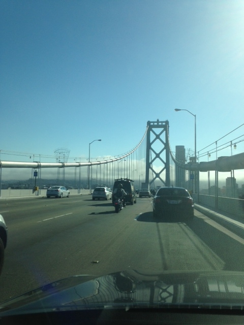 Bay Bridge into foggy San Francisco. Notice the fog bank as I leave Oakland.