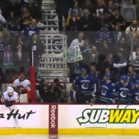 Line Brawl to Start the Game - Canucks - Flames - 2014